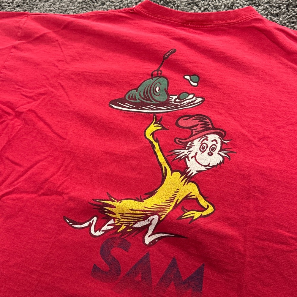 Vintage Dr Seuss T-Shirt Mens Red Fair Distressed Sam I Am 1995
